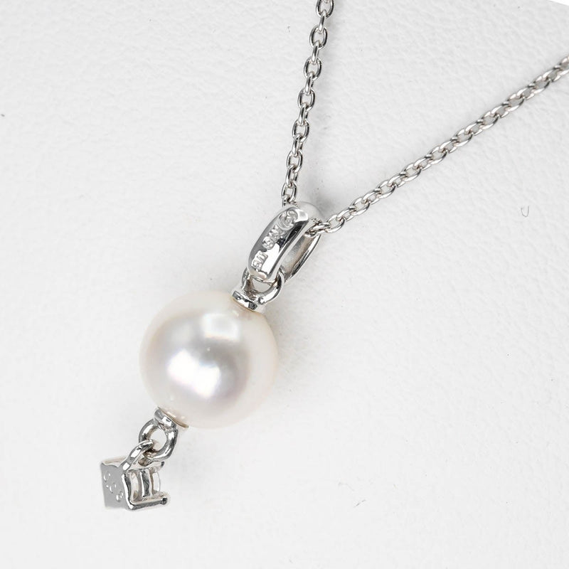 仕上済 TASAKI タサキ ネックレス パール ダイヤ K18WG D0.06 ホワイトゴールド 約2.7g ジュエリー 箱有 H6944