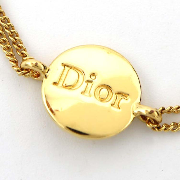 Christian Dior ディオール ブレス サークル ロゴ ダブルチェーン ゴールドカラー アクセサリー 袋 M1509-2