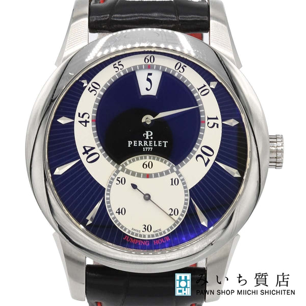 腕時計 稼働 PERRELET ペルレ A1037/A0018 ジャンピングアワー 自動巻き 青色系文字盤 M4070