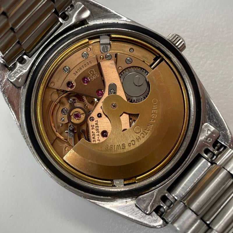 稼働 腕時計 OMEGA オメガ Seamaster ST166.0067 cal.565 自動巻き デイト シルバー色文字盤 箱・コマ有 eco11