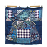 HERMES エルメス スカーフ カレ90 a honore シルク100％ ブルー系 紫系 ok705