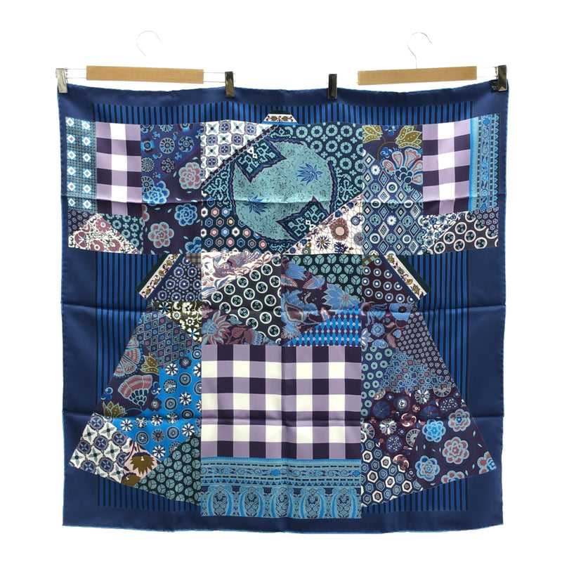 HERMES エルメス スカーフ カレ90 a honore シルク100％ ブルー系 紫系 ok705
