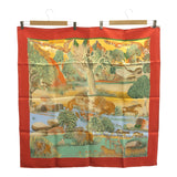 HERMES エルメス スカーフ カレ90 Nuba Mountain ヌバマウンテン シルク100 レッド系 箱有 H18169