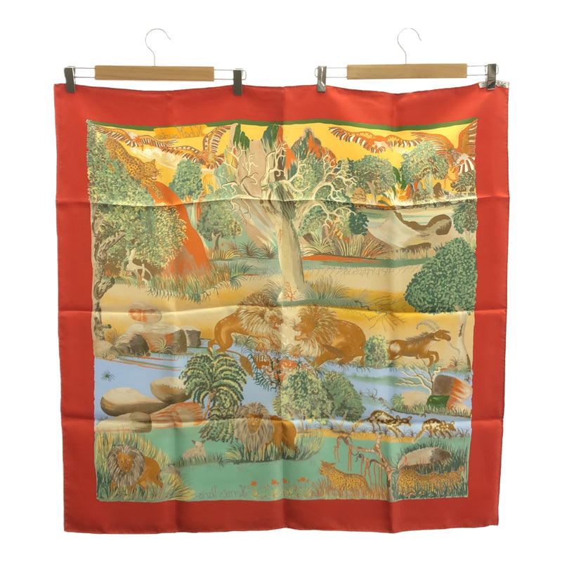HERMES エルメス スカーフ カレ90 Nuba Mountain ヌバマウンテン シルク100 レッド系 箱有 H18169
