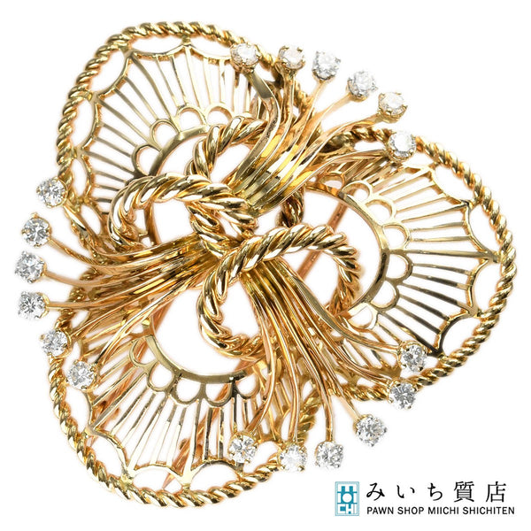 仕上済 Boucheron ブシュロン ヴィンテージブローチ ダイヤ K18 D入り 約30.3g ジュエリー ケース有 mo210