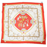 HERMES エルメス スカーフ カレ70 LES BECANES 自動転 モチーフ 服飾小物 シルク100％ 赤 H21499