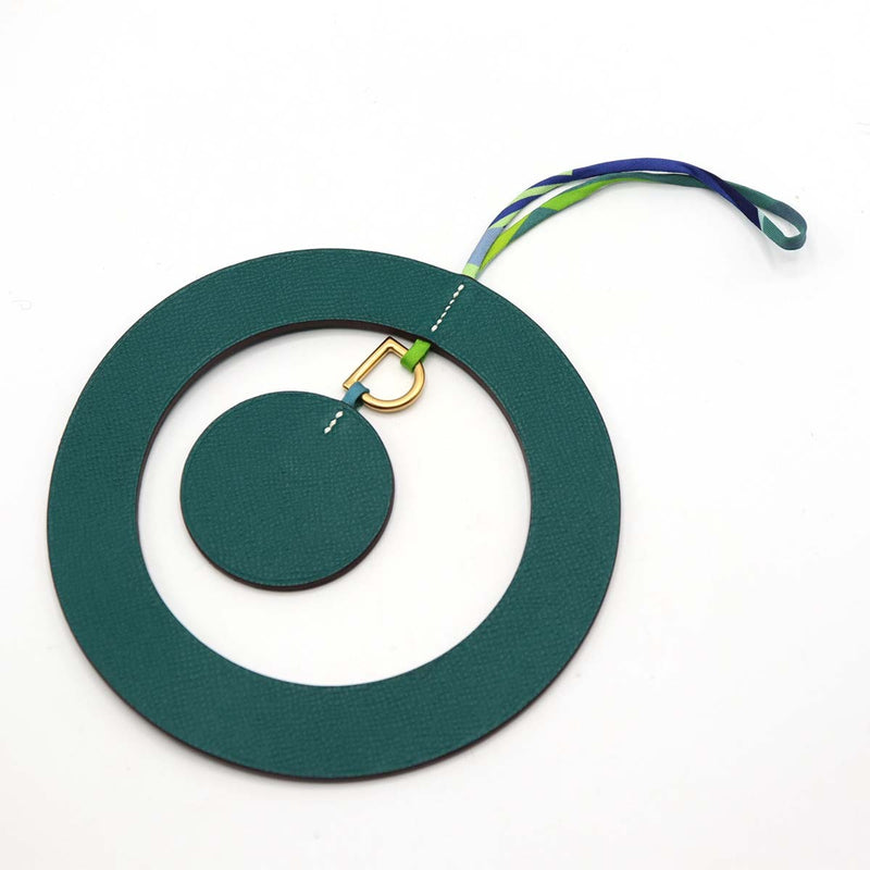 HERMES エルメス プティアッシュ サークル チャーム キーホルダー ヴォーエプソン グリーン 緑 刻印不明 箱あり H20839