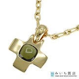 仕上済 Pomellato ポメラート ネックレス クロストップ グリーン石 750/18KT 約34.3g ジュエリー M3783