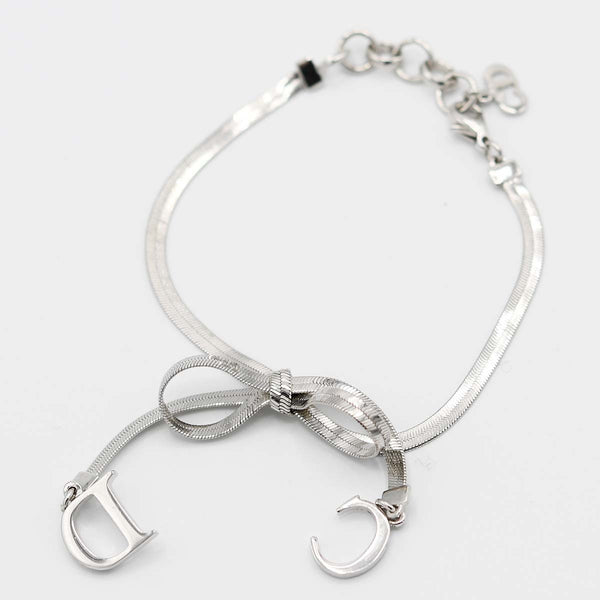 Christian Dior ディオール ブレスレット ブレス リボン CDロゴ シルバーカラー アクセサリー レディース M1688