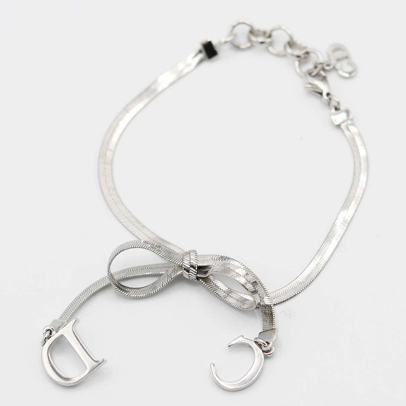 Christian Dior ディオール ブレスレット ブレス リボン CDロゴ シルバーカラー アクセサリー レディース M1688