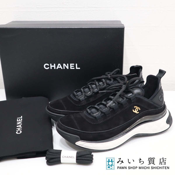 シャネル CHANEL 靴 スニーカー G45331 B14494 サイズ 39 25 ブラック スエード カーフスキン シューズ 23k609-12