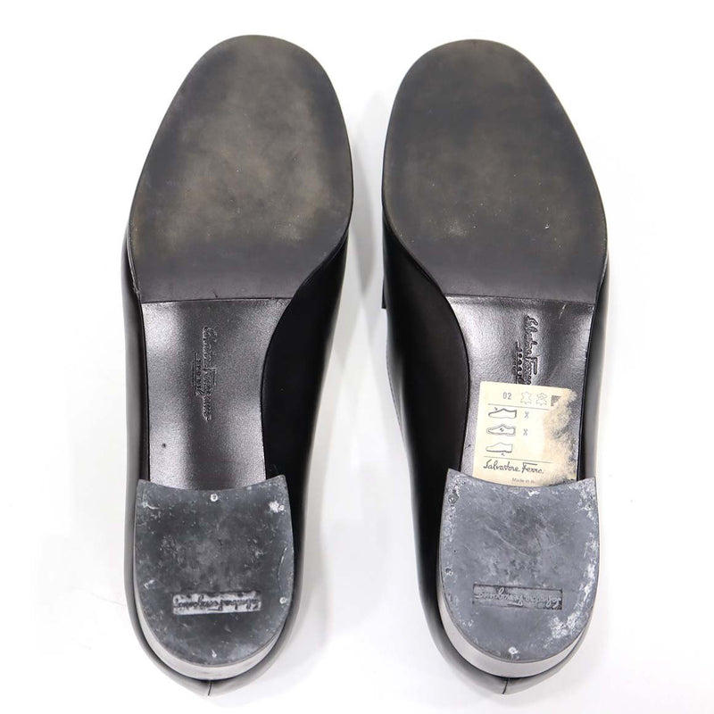 SalvatoreFerragamo フェラガモ レザー ロゴプレート SPORT ローファー 靴 7 1/2 25cm ブラック 箱有 yo372