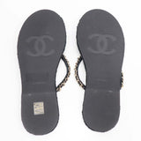 CHANEL シャネル ビーチサンダル G39886 ココマーク チェーン ゴールド金具 39 24.5cm 靴 ブラック フラット 23k418-2