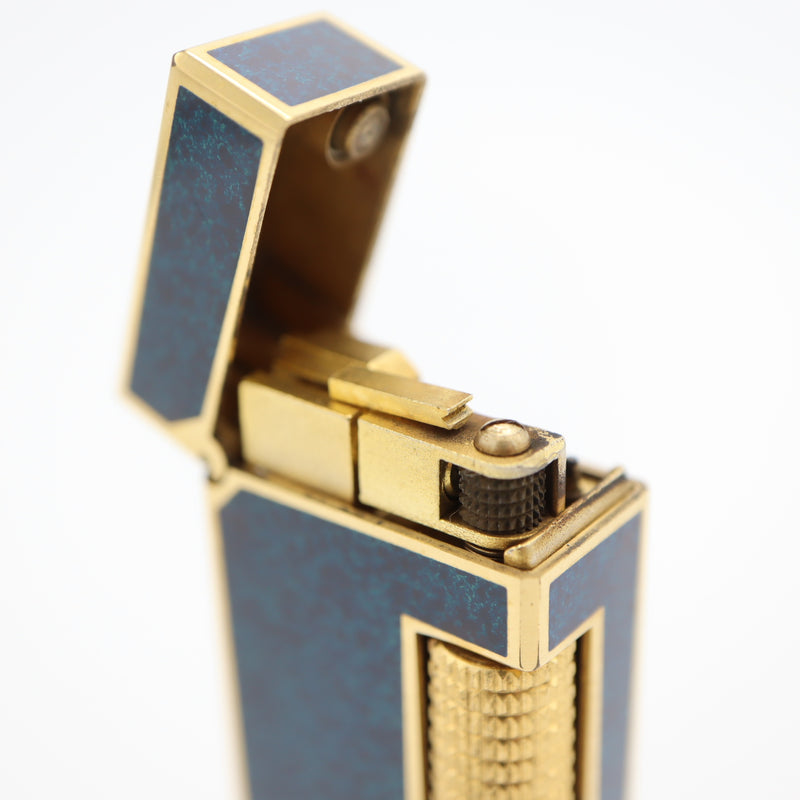 dunhill ダンヒル ガスライター US.RE24163 ラピス柄 ラピス ブルー ローラー式 喫煙具 着火未確認 ケース有 H5342