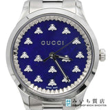 腕時計 稼働 GUCCI グッチ 126.4 Gタイムレス クォーツ 青色文字盤 箱 袋 26k537-3