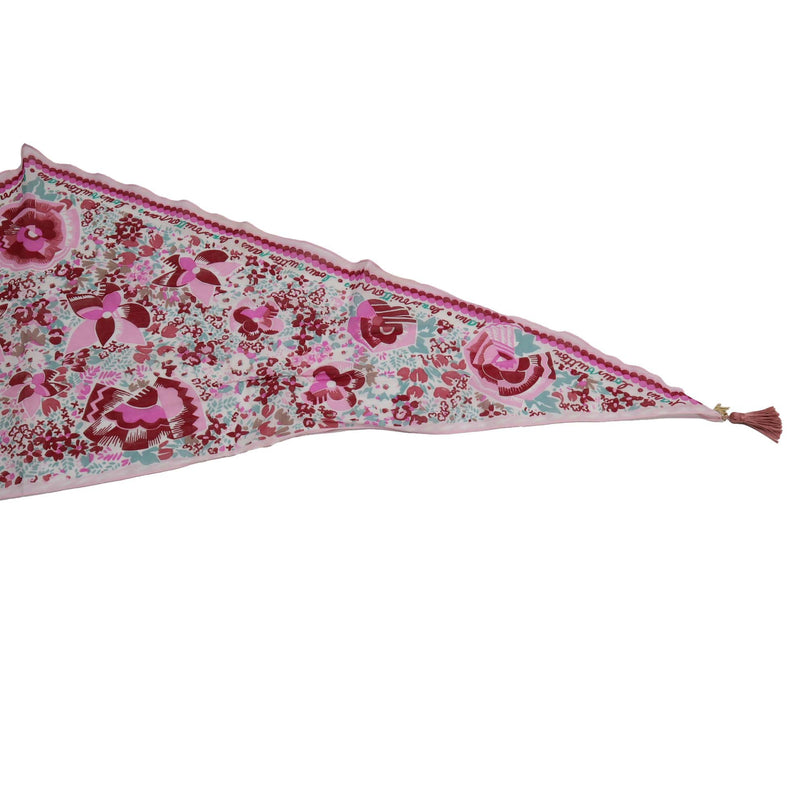 LOUIS VUITTON LV ルイヴィトン スカーフ タッセル 三角 花柄 LVロゴ ピンク 服飾小物 箱有 H2487