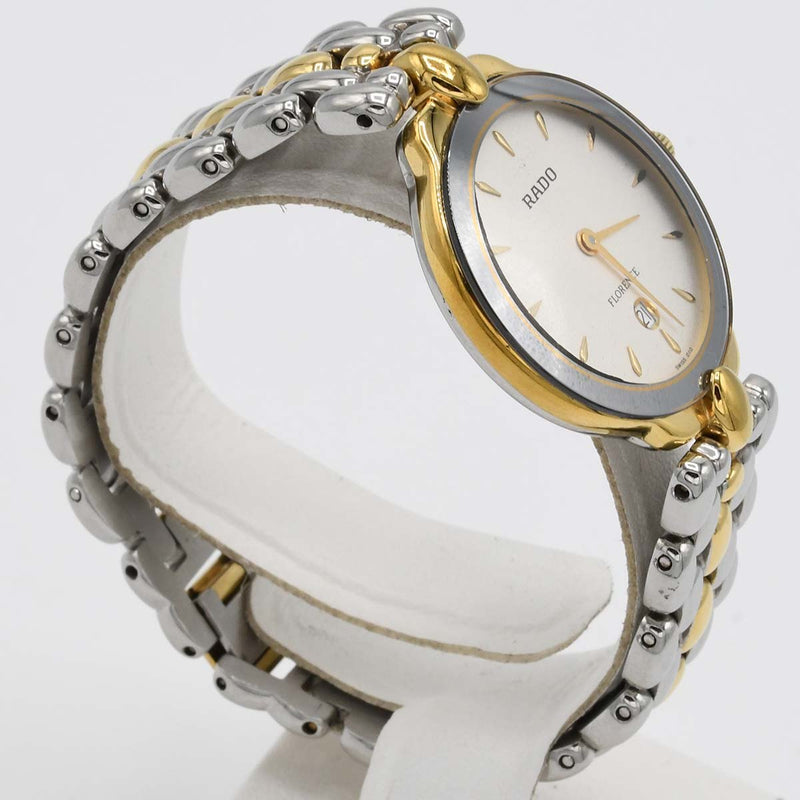 腕時計 稼働 RADO ラドー 160.3664.2 デイト クォーツ シルバー色文字盤 レディース H21056