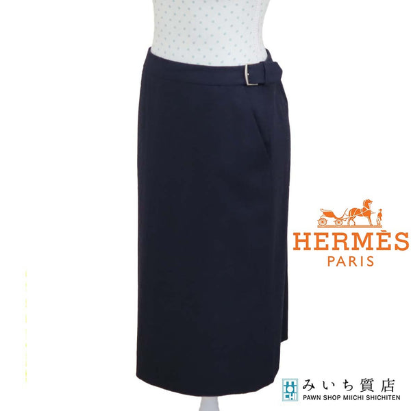 HERMES エルメス スカート タイトスカート 36サイズ 7号 ネイビー 服 レディース ok1199