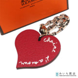 HERMES エルメス ハートチャーム バッグチャーム キーホルダー 925 ピンク×オレンジ 箱 H24834