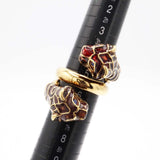GUCCI グッチ ダブル タイガーヘッド リング メタル/エナメル/スワロフスキー 5.5号 ブルーアイ ゴールドカラー 箱袋 H22867