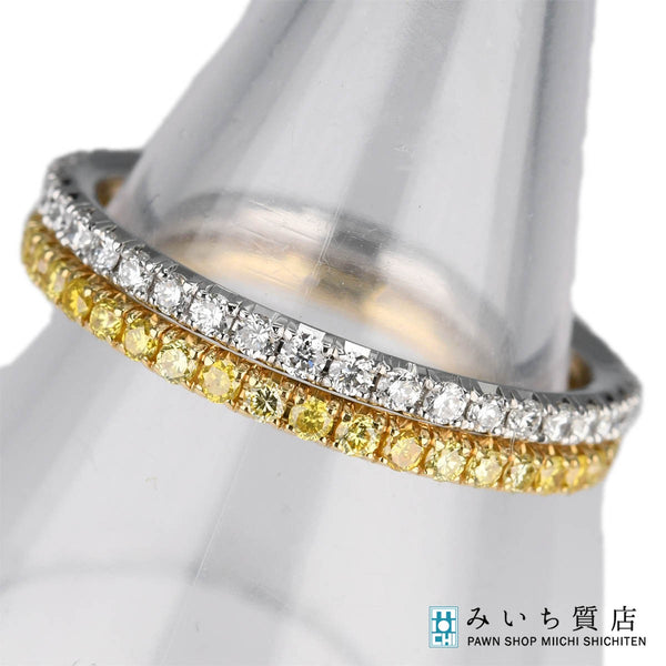 仕上済 DE BEERS デビアス リング 指輪 2本 フルエタニティ ダイヤ サファイア 750 約10.5号 約2.9g ジュエリー ok936