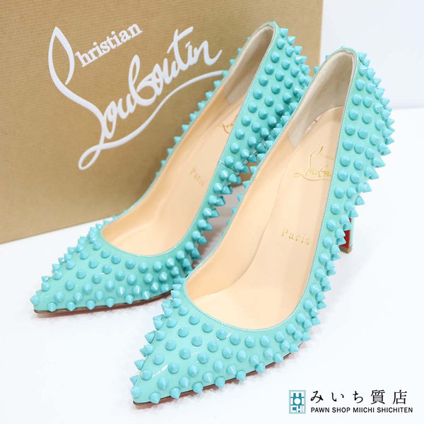 Christian Louboutin クリスチャン ルブタン スパイクスタッズ ハイヒール 37サイズ ブルー系 レディース 箱・保管袋 H12947