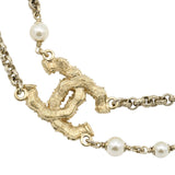 CHANEL シャネル 二連ネックレス C20 ココマーク フェイクパール ラインストーン レディース アクセサリー 箱有 H16376