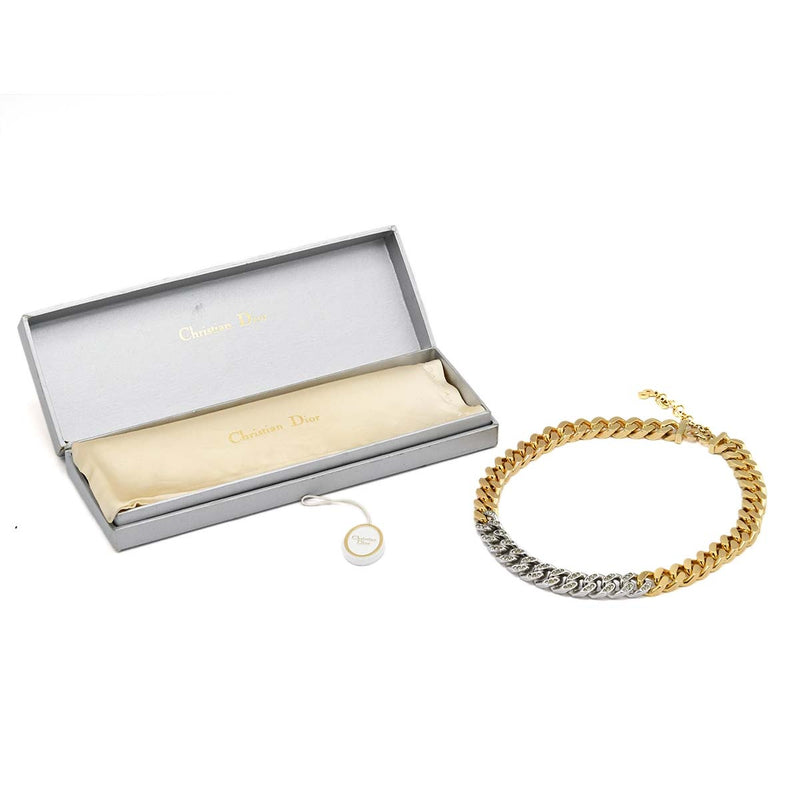 Christian Dior ディオール ネックレス 喜平デザイン シルバーカラー/ゴールドカラー アクセサリー 117.6g 箱有 ok1192