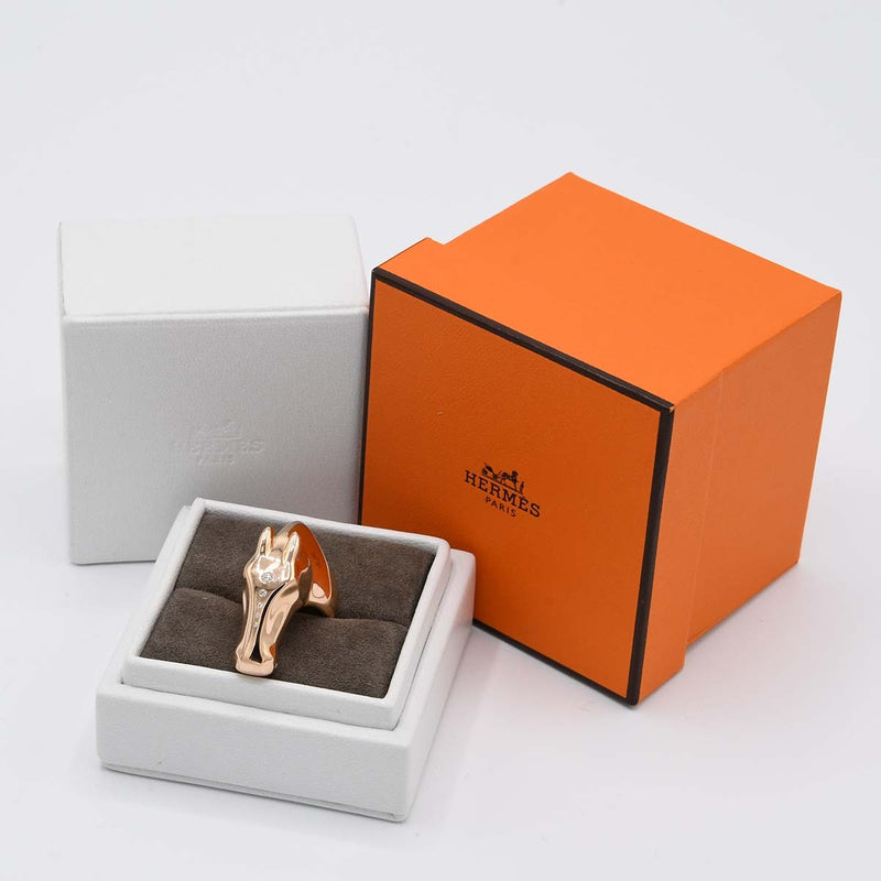 仕上げ済 HERMES エルメス リング ギャロップ #53 12号 750 ダイヤ 約31.5g アクセサリー k1079