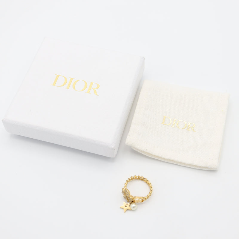 Christian Dior ディオール リング 指輪 D-clover クローバー スター レジンパール Lサイズ 約13.5号 アクセサリー 箱有 H17451