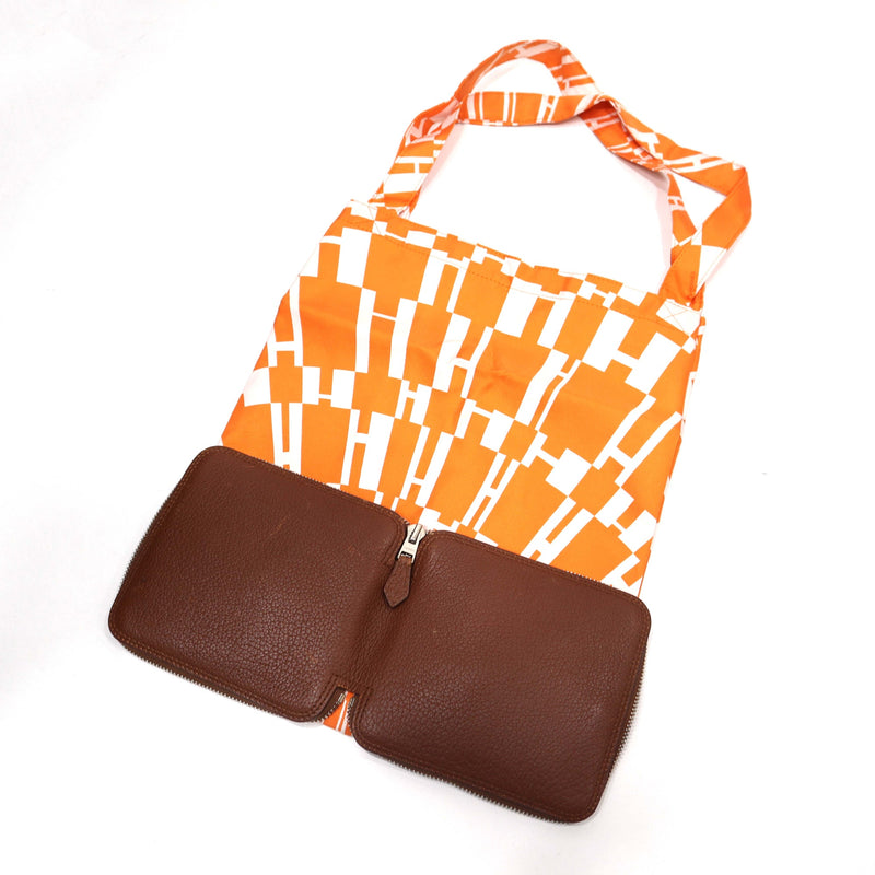 HERMES エルメス エコバッグ シルキーポップ トートバッグ ブラウン オレンジ H17084