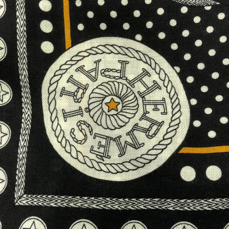 未使用 HERMES エルメス カレジェアン140 ズアヴとドラゴン Zouaves et Dragons バンダナ 大判ストール ブラック系 箱有 H18426