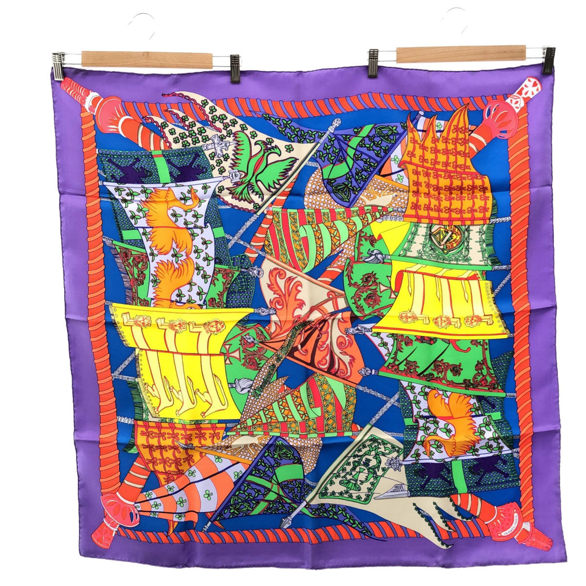 HERMES エルメス カレ90 Etendards et Bonnieres 旗 スカーフ シルク