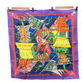 HERMES エルメス カレ90 Etendards et Bonnieres 旗 スカーフ シルク100 パープル マルチカラー 箱 H21082-1