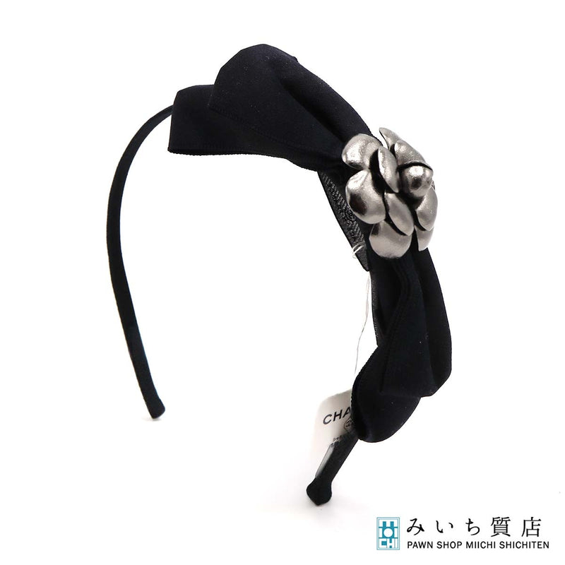 CHANEL シャネル カチューシャ カメリア リボン ブラック ヘア