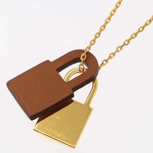 HERMES エルメス ネックレス オーケリー カデナ ブラウン ゴールドカラー D刻印 約6.6g アクセサリー 箱袋 H20073
