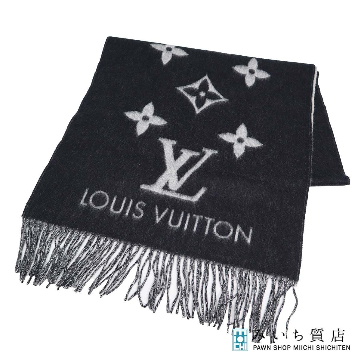 LOUIS VUITTON M71040 マフラー カシミヤ100％ ブラック LOUIS VUITTON LV ルイヴィトン マフラー M71040 モノグラム カシミヤ