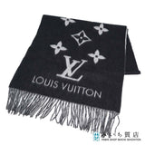 LOUIS VUITTON LV ルイヴィトン マフラー M71040 モノグラム カシミヤ100％ ブラック グレー 服飾小物 ok1568