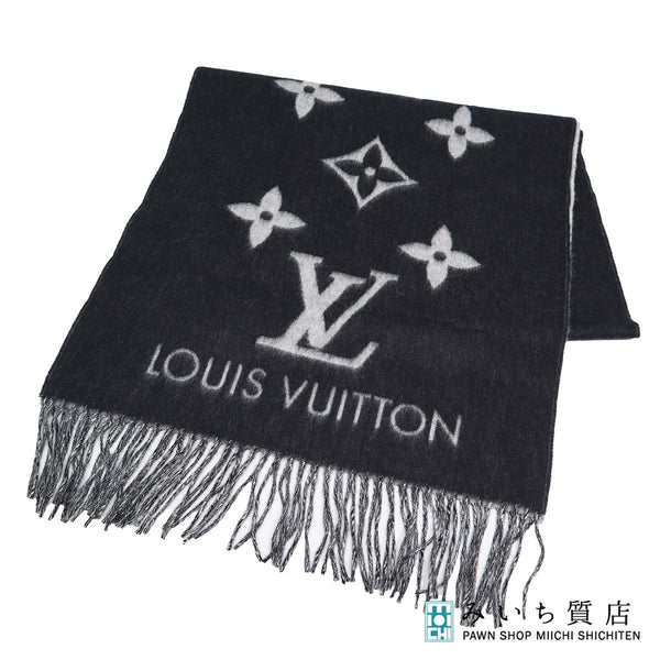 LOUIS VUITTON M71040 マフラー カシミヤ100％ ブラック LOUIS VUITTON LV ルイヴィトン マフラー M71040 モノグラム カシミヤ