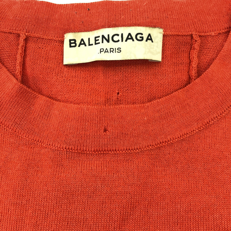 バレンシアガ BALENCIAGA ニット トップス オレンジ系 レッド系 朱色 XS サイズ ウール シルク カシミヤ 長袖 衣類 服 23k232-9