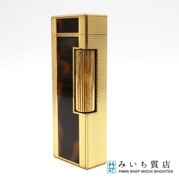 着火未確認 dunhill ダンヒル ライター ローラー式  べっ甲柄×ゴールド マーブル ビンテージ 喫煙具 コレクション レア H2987