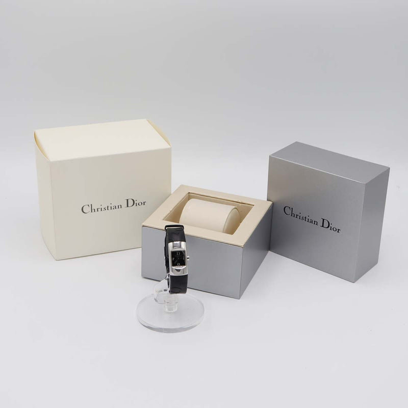 腕時計 稼働 Christian Dior ディオール D102-100 CF8549 クォーツ 黒文字盤 2025.6電池交換済 箱有 M1216