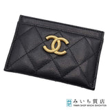 CHANEL シャネル カードケース キャビアスキン ココマーク ブラック ゴールドカラー H18934