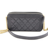 CHANEL シャネル チェーンバッグ キャビアスキン ボーイシャネル ブラック チェーンウォレット 袋ギャラあり H14302