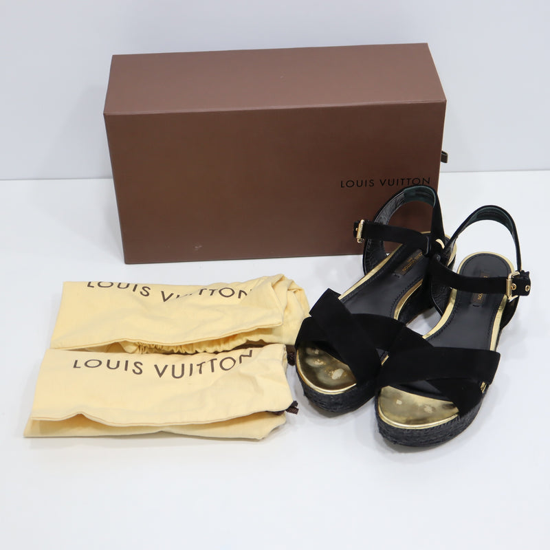 LOUIS VUITTON LV ルイヴィトン サンダル エスパドリーユ SC1113 37 1/2 24.5cm ブラック レディース 箱袋 19k318-369