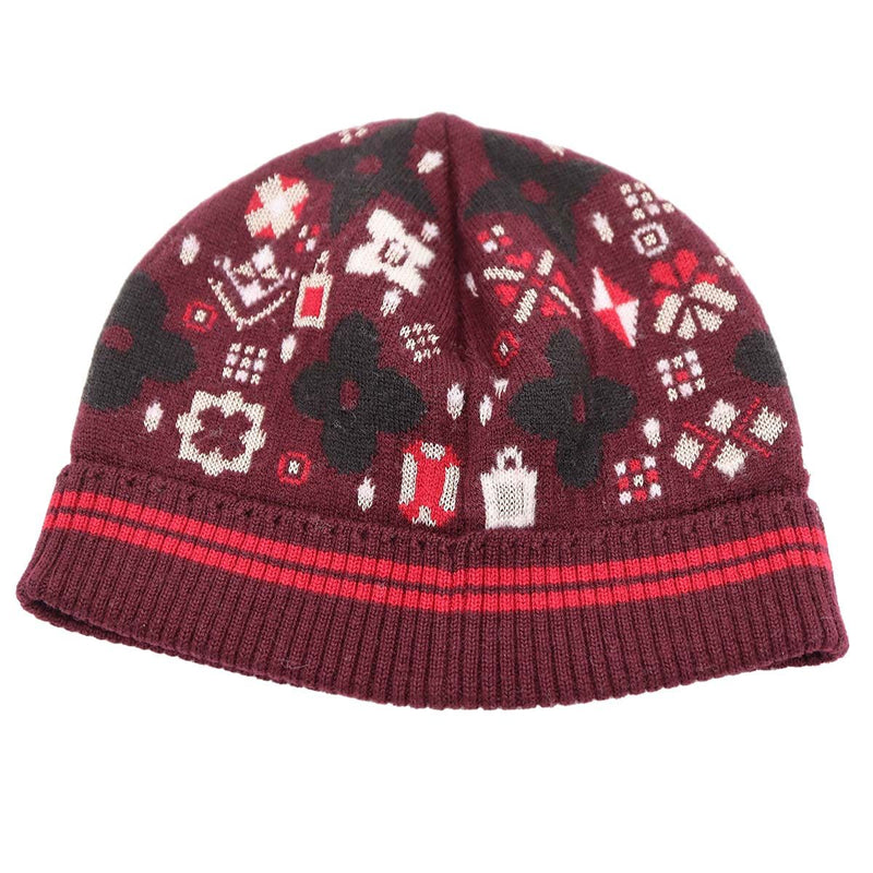 LOUIS VUITTON ルイヴィトン LV ボネ・グランフロア ニット帽 ウール91％ レーヨン9％ 帽子 ボルドー系 H.102