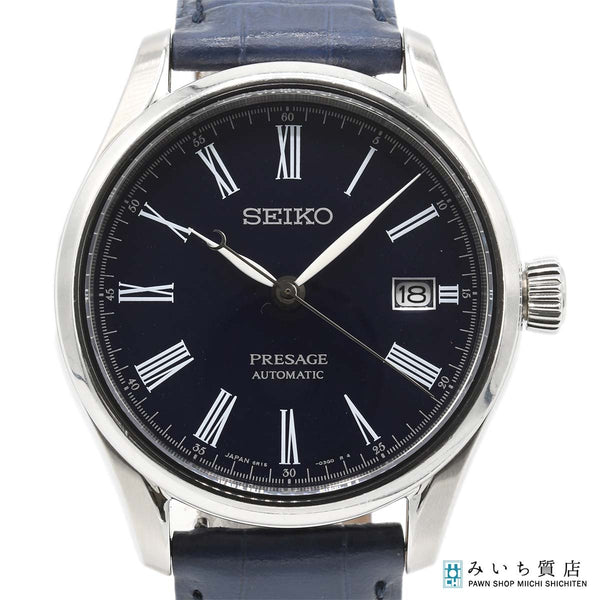 SEIKO セイコー メンズ腕時計 クォーツ 濃紺文字盤 箱付き コンビ 