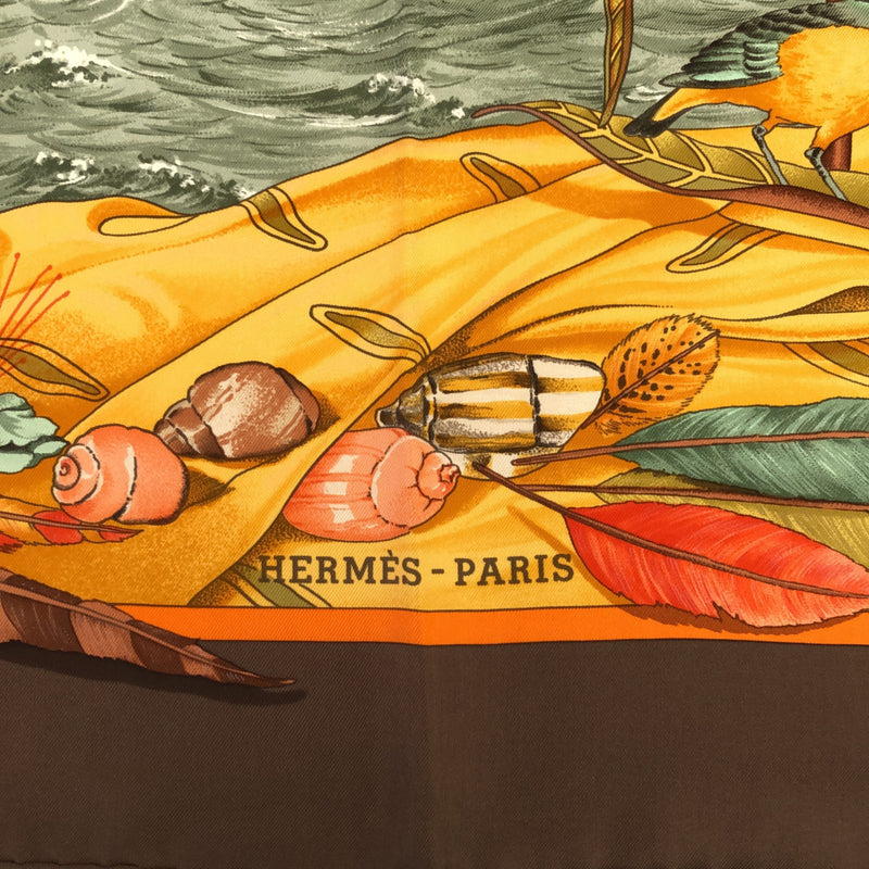 HERMES エルメス カレ90 クリストファーコロンブス シルク スカーフ ブラウン系 グリーン系 H15187