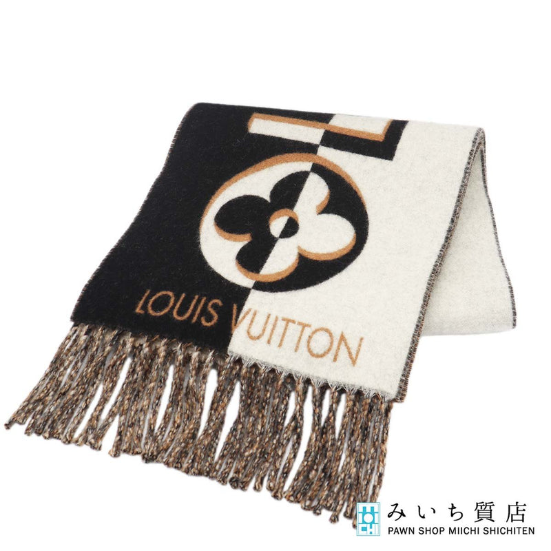 LOUIS VUITTON ルイヴィトン LV マフラー デュオインフィニティ M90806 ウール95カシミヤ5 ブラウン系 H18797