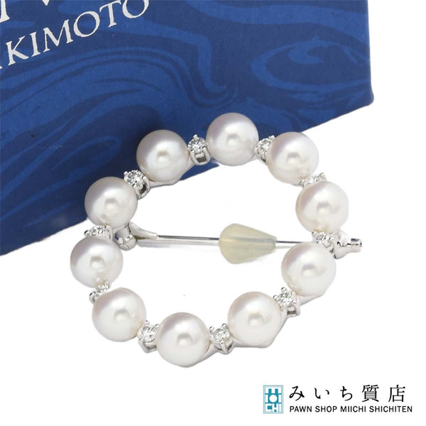 仕上済 MIKIMOTO ミキモト パール ダイヤ ブローチ K18 約8.5g